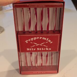 Williams Sonoma Red Swirl Peppermint Glass Stir Sticks Vintage Set Of 6